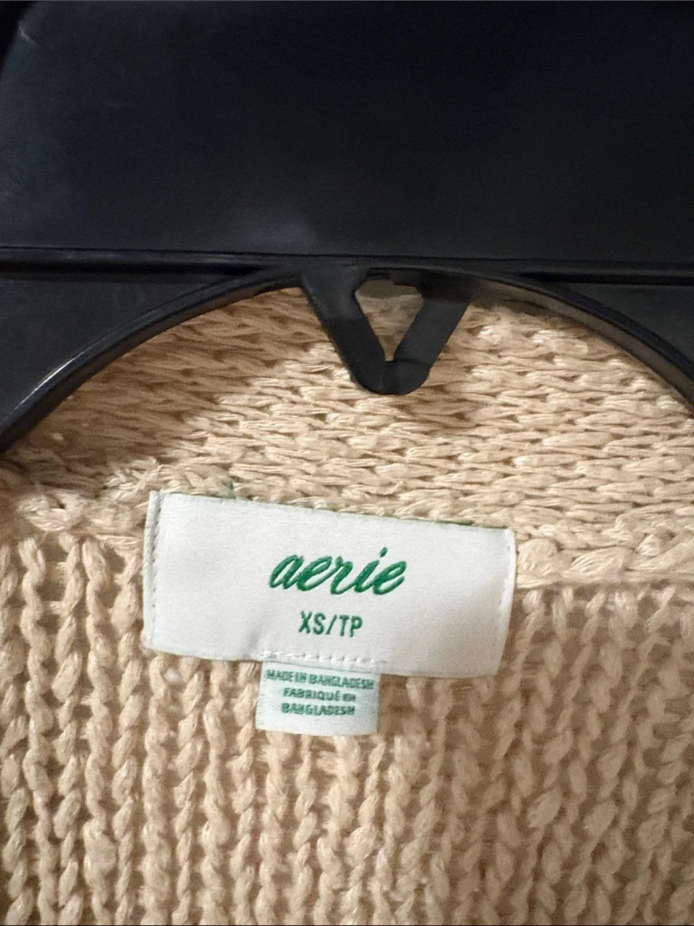 aerie Light Beige Open-Front Pocket Knit Cardigan - Picture 2 of 5